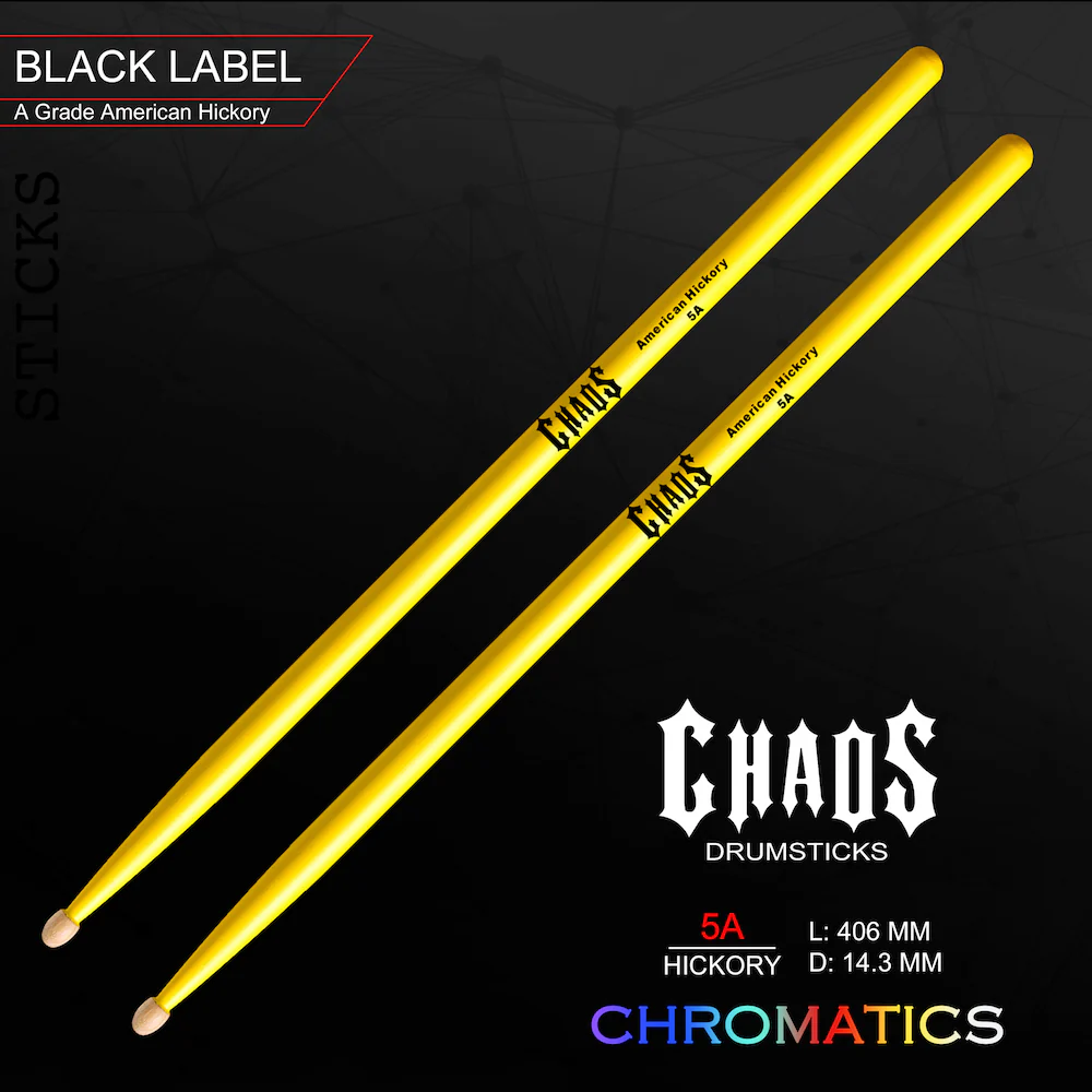 Chaos 5A Drum Sticks - Chromatics Yellow