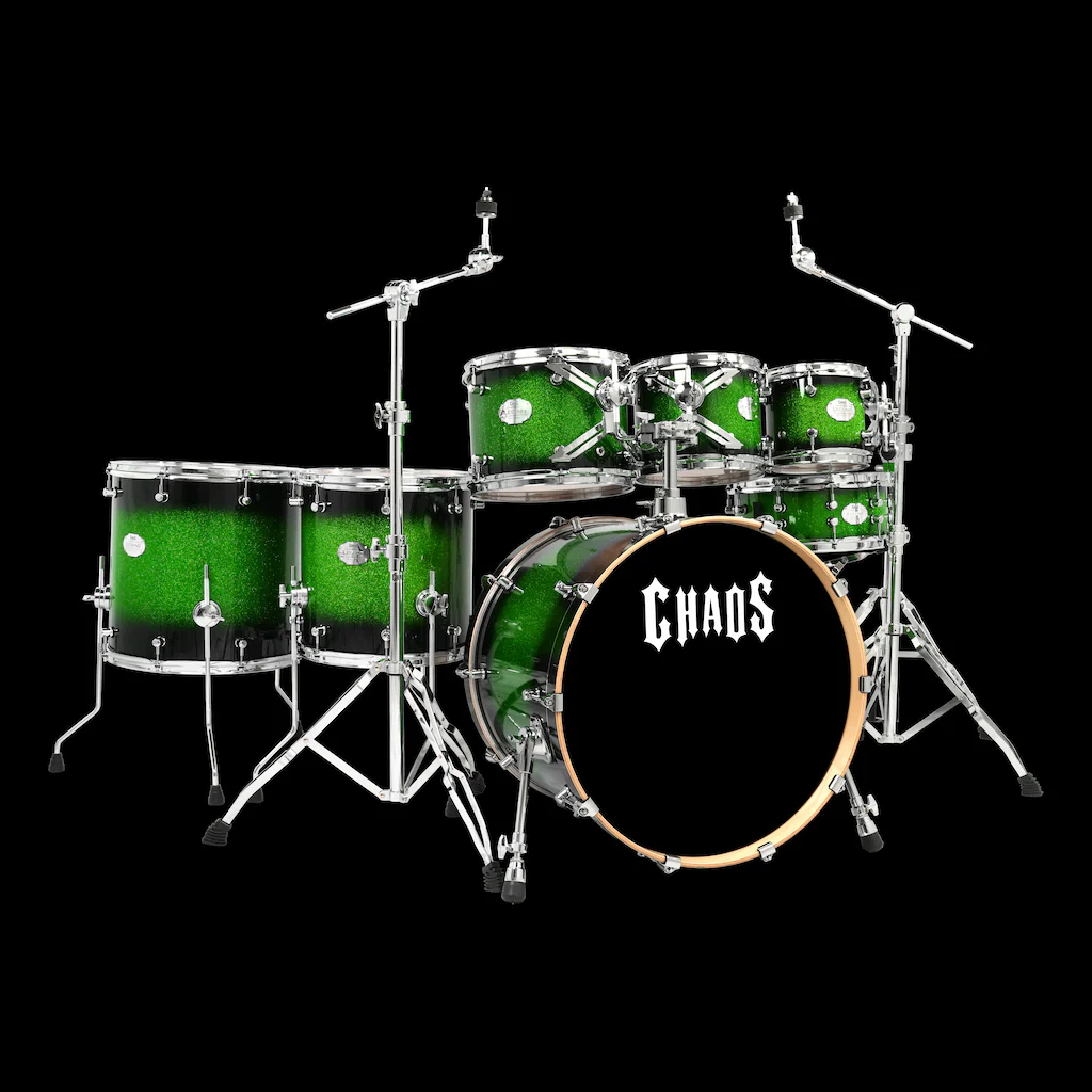 Chaos Legend Maple Drum Kit - Green Sparkle Burst - Image 3