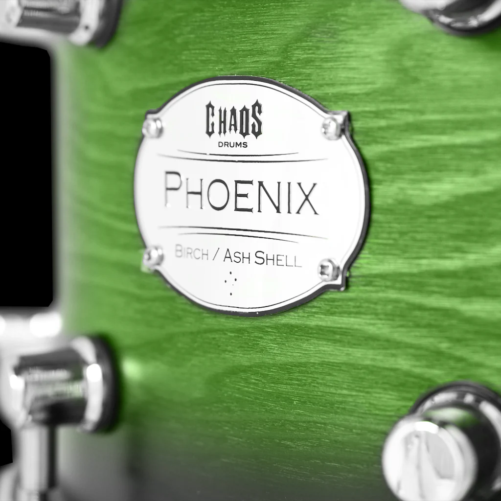 Chaos Phoenix 13x6.5 Snare Drum - Green Burst - Image 3