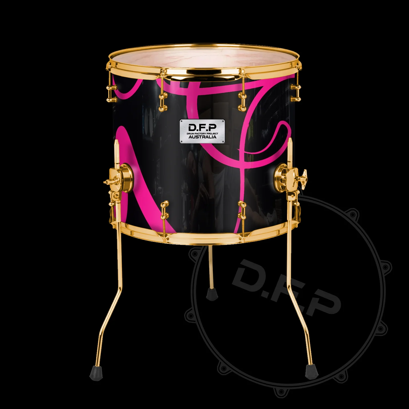 DFP Drum Wrap - Black & Pink Swirls - Image 3