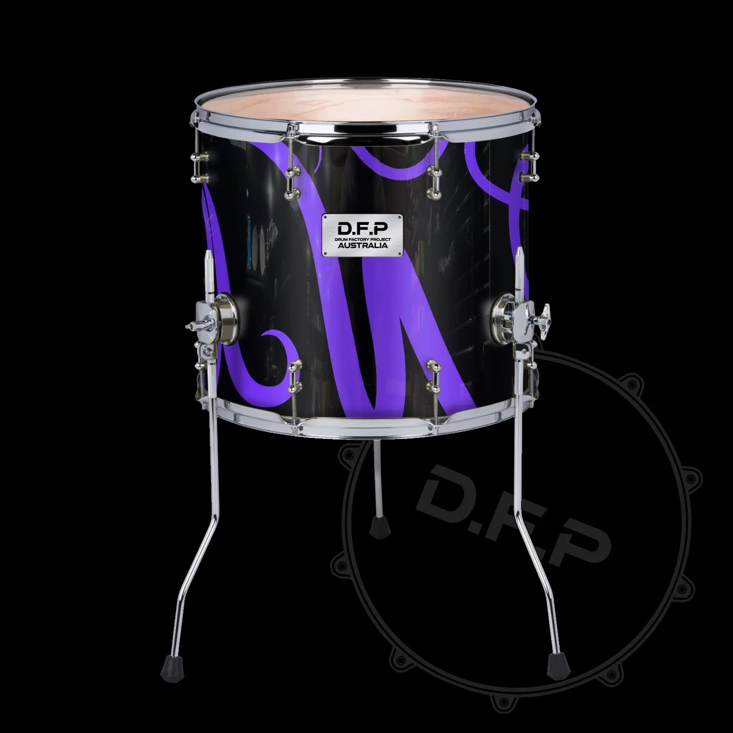 DFP Drum Wrap - Black & Purple Swirls