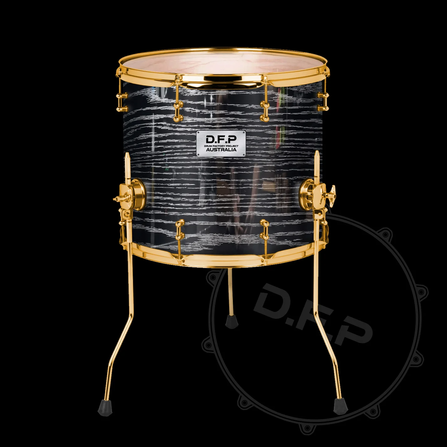 DFP Drum Wrap - Black & Silver Wood Grain - Image 3
