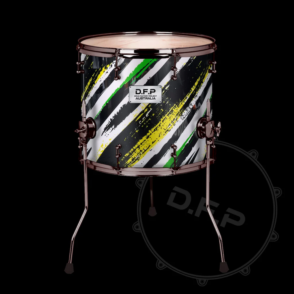 DFP Drum Wrap - Black, White, Yellow & Green Graffiti