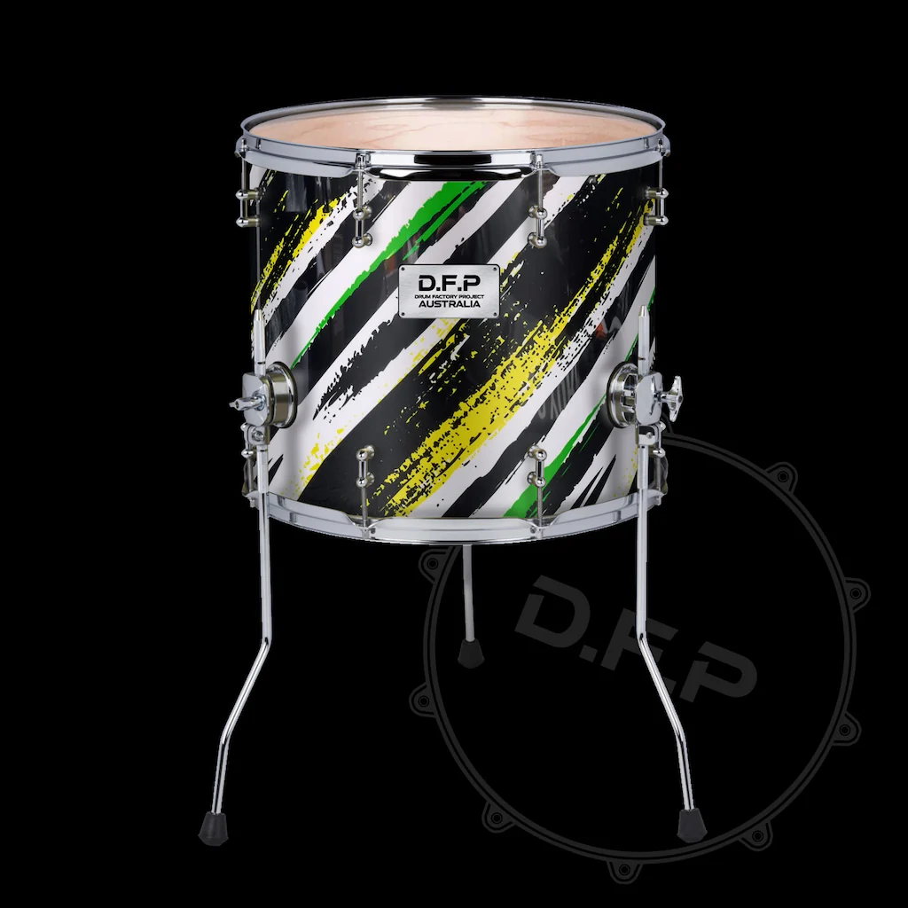 DFP Drum Wrap - Black, White, Yellow & Green Graffiti - Image 4