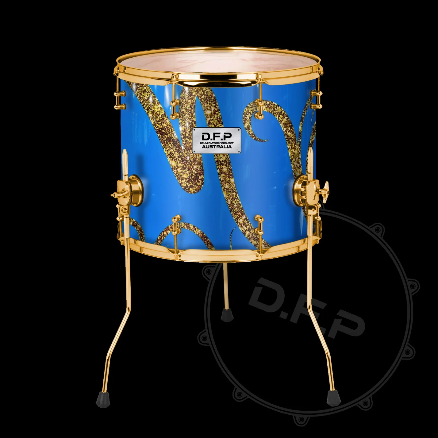 DFP Drum Wrap - Blue & Gold Swirls - Image 3