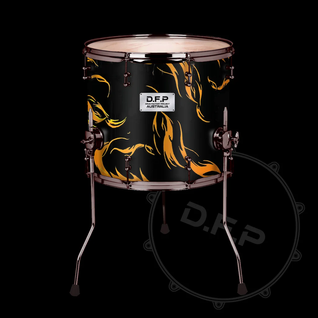 DFP Drum Wrap - Orange & Black Flames - Image 3