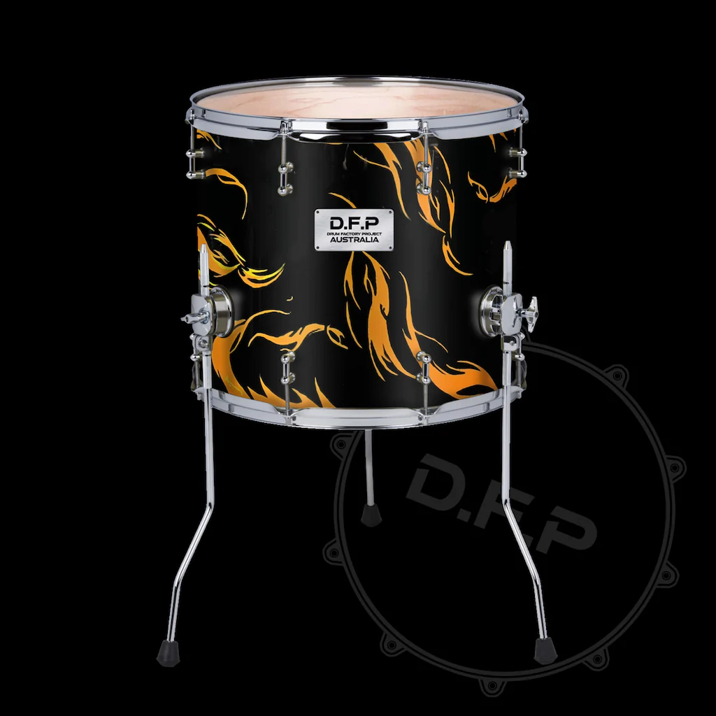 DFP Drum Wrap - Orange & Black Flames - Image 4