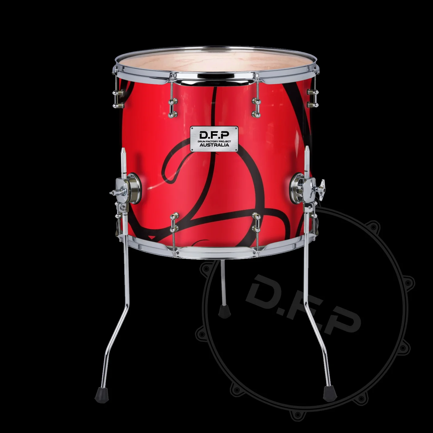 DFP Drum Wrap - Red & Back Swirls - Image 2