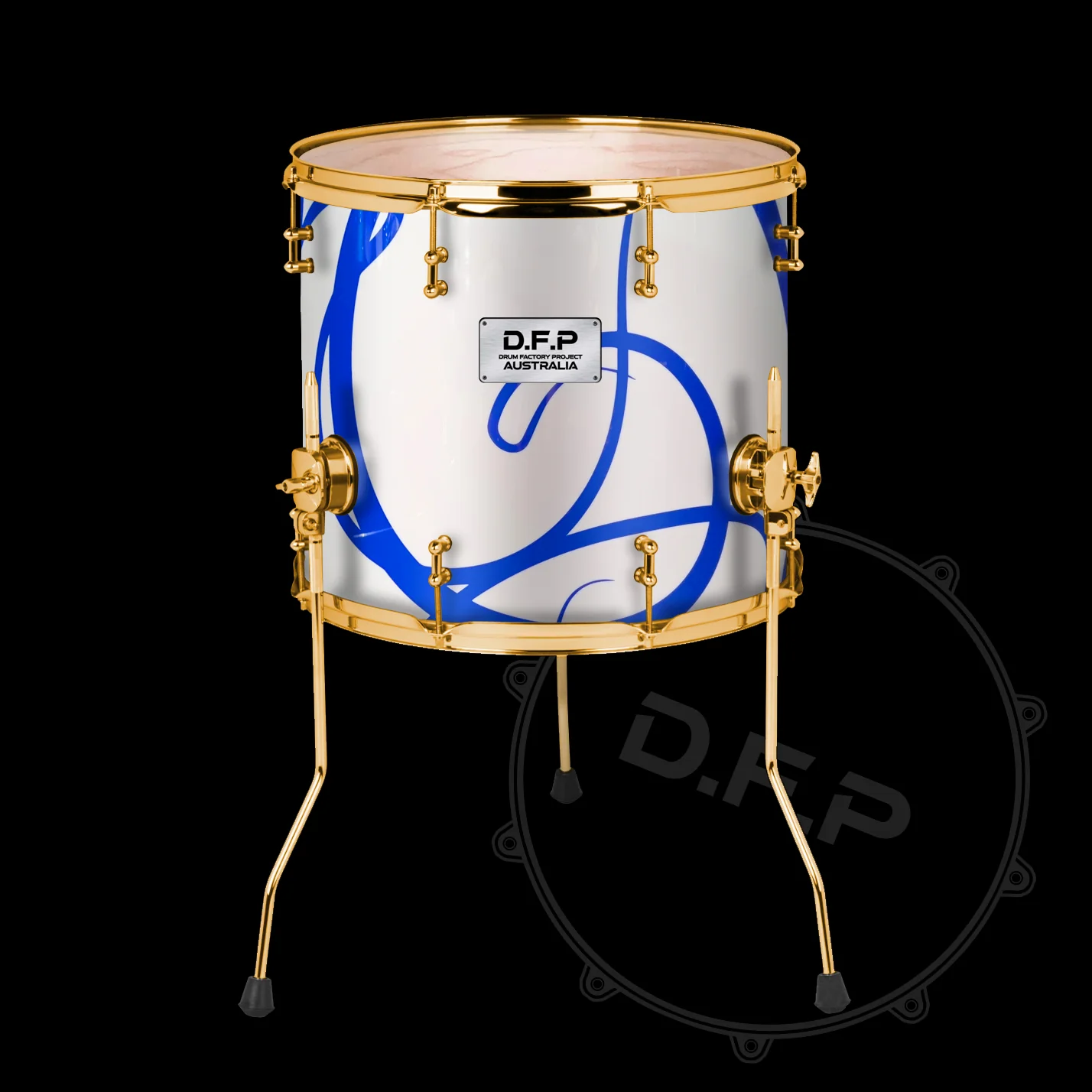 DFP Drum Wrap - White & Blue Swirls - Image 3
