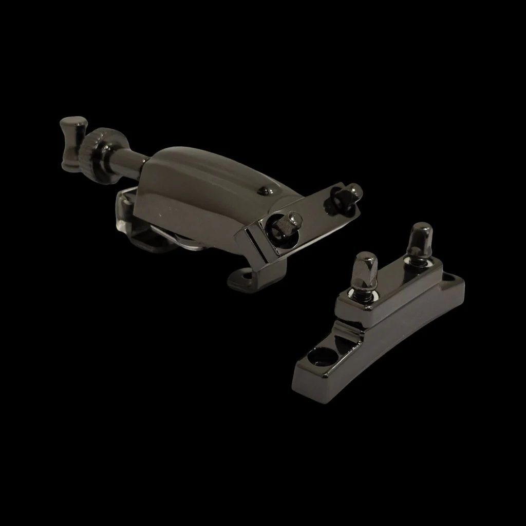 DFP Snare Drum Strainer Throw Off & Butt Plate - Black Nickel - Image 2