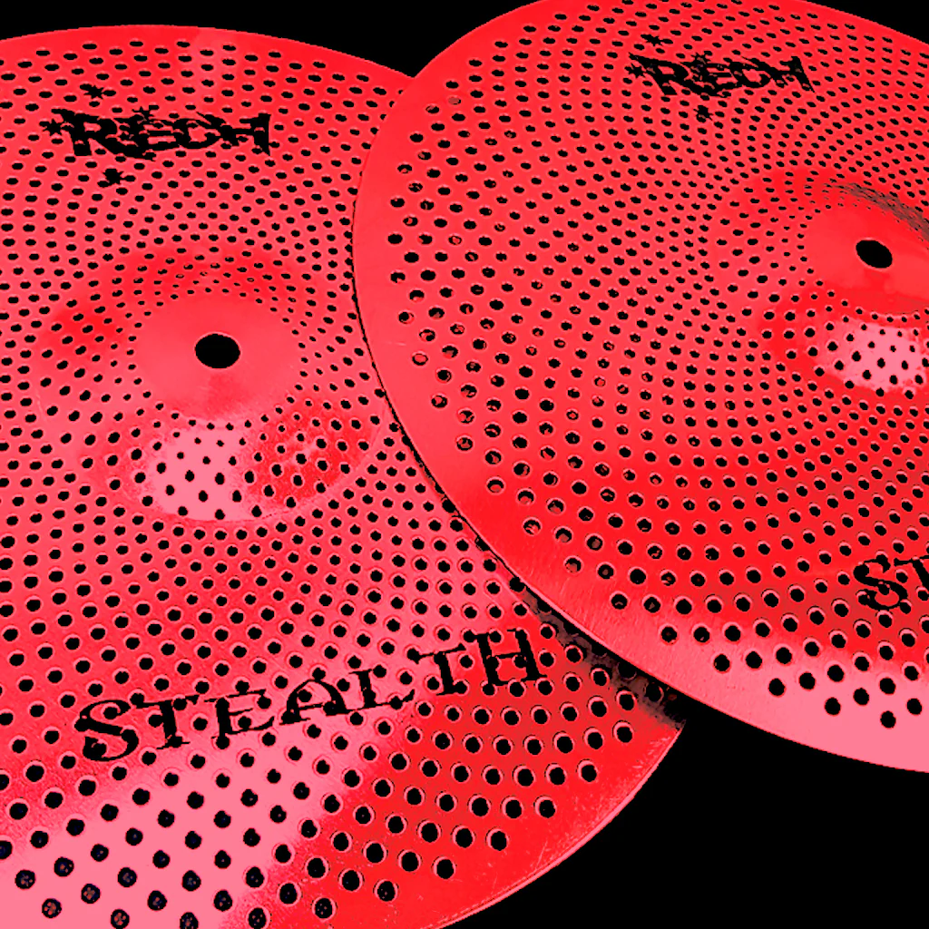 Rech Stealth 13" Low Volume Hi Hat Cymbals - Red - Image 2