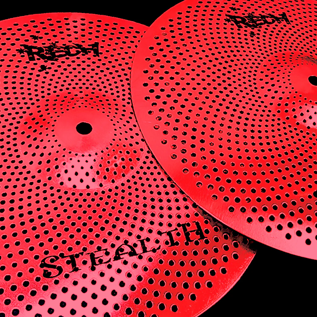 Rech Stealth 14" Low Volume Hi Hat Cymbals - Red - Image 2