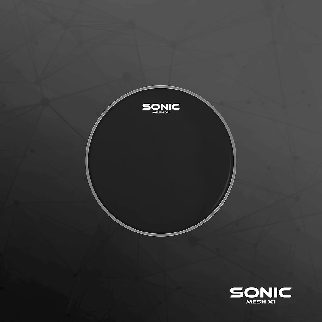 Sonic X1 Mesh Drum Head Single Ply Black 8"